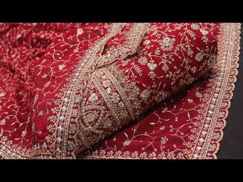 ARNG-4606 “The Bridal Red” Premium Designer Saree with Veil||Georgette Fabric||Crystals||Zari