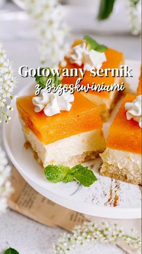 Gotowany sernik z brzoskwiniami - bez pieczenia