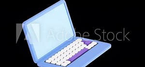 Email inbox notification on laptop. New message. newsletter on laptop screen. 3d rendering animation, ALPHA channel. business mail letters. internet advertising concept. communication, social media