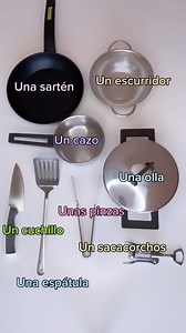 43K views · 164 reactions | Kitchen utensils 籠 in Spanish ❤️ . Learn these Spanish words with me! Do you know the last one? Write it in the comments  . . . #spanishteacher #learnspanish #spanishclasses #spanishlessons #spanishlanguage #spanishclasses #spanishcourse #spanishvocabulary #spanishtutor #spain #spanish #spanishgrammar | Spanish with Vicky | Facebook