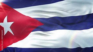 Flag of the Cuba waving on sun. Seamless loop with highly detailed fabric texture. Loop ready in 4k resolution.