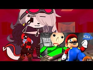 Helluva boss Gacha Club react to SMG4 If Mario was in Baldi's Basics
