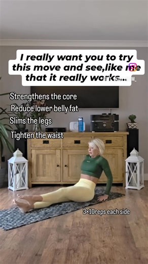 Ladies, start doing this exercise at least 3 times per week to see visible results 💪 It's SOOOO GOOD 💯 Of course as always your diet matters too 👌 Do 10 reps on each side, take 15s break and repeat 2 more times 🔥🔥🔥 Save, share and follow for more tips ♥️ #womenover40 #beginnerworkout #busywomen #busymom #weightlosss #lowimpactmovement #workout #weightlosstips #burnfat #activemoms #woman #workouttips #absworkout #bellyfat #kneefriendly #badknees #losefat #fatloss | fit busy mum