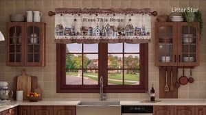 Window Valance Rod Pocket Short Curtain Panels Farm Retro Barn Berry and Star Kitchen Valances Curtains, Bless This Home Vintage Wood Texture Window Treatments Drapes for Living Room Bedroom Decor