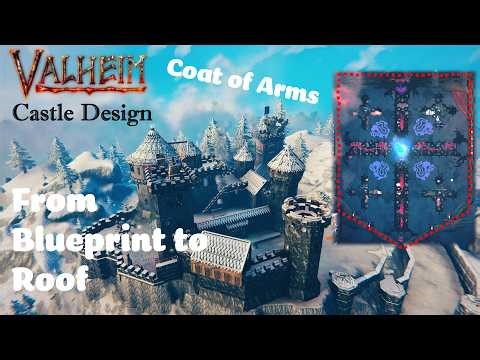 How to Build a Mountain Castle in Valheim | Full Timelapse + Heraldry Design