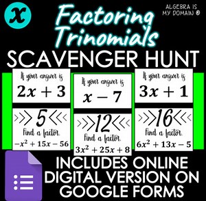 SCAVENGER HUNT ACTIVITY - Factoring Quadratics - DISTANCE LEARNING