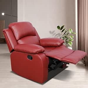 Leather Sofa for Living Room, Recliner for Home/Office, Red