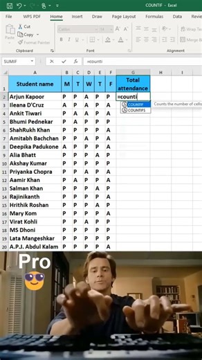 Countif Formula Use for Excel ।।💥Ms Excel Me Total Attendance kaise Nikale #ytshorts #viralshort