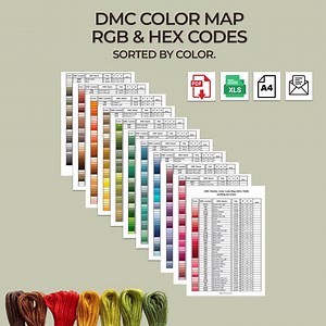 DMC Color Map: RGB & HEX Codes | Sorted by Color - Etsy