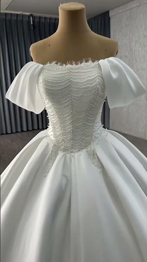 High-end Elegant White Pearl Satin Wedding Dresses