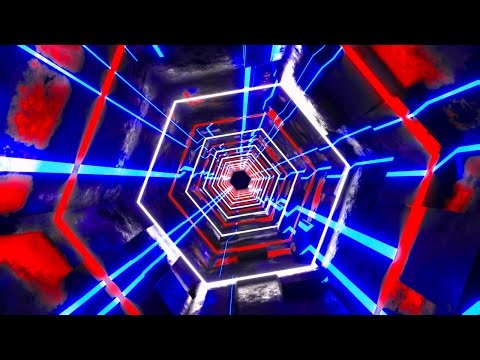 🔷 4K Screensaver – Hexagonal Neon Tunnel in Red, Blue and White Futuristic VJ Background (No Sound)