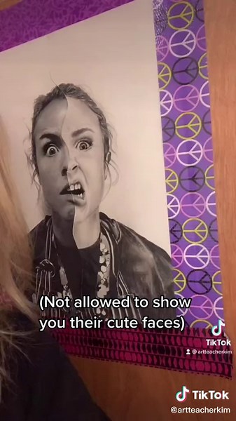 Half self portrait #selfportrait #forartists #foryou #elementaryart #artteacher #teach #face #facedrawing #howto