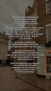 Bottomline: Ang privacy ay choice na may respeto, ang secrecy ay choice na may pag-iwas. Ang privacy ay protection, ang secrecy ay deception.🥰🤭 #fblifestyle #privacyvssecrecy | Catherine Raytos