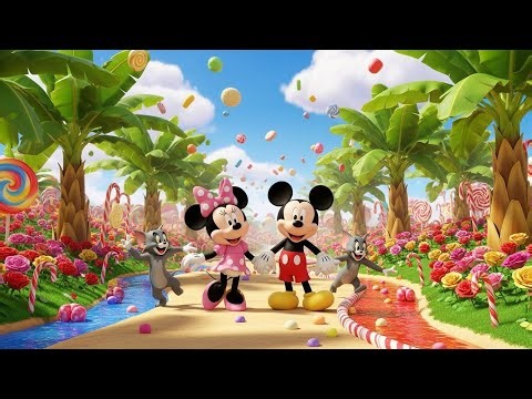 Mickey & Minnie, Tom & Jerry Adventure in Candy Land with Banana Trees & Roses!