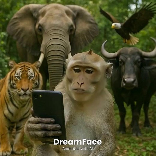 Monkey is vlogging in the jungle and clicking the photos with his friends video #sorts#