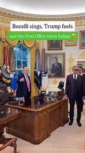 Donald Trump welcomes Andrea Bocelli to the Oval Office. The Italian tenor performs Partirò inside the White House, creating a rare moment of emotion and elegance. Two worlds, one voice… unmistakably Italian. 🇮🇹🥰 | Visit Italy