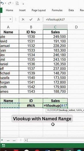 Vlookup With Named Range #vlookup #vlookupformula #shorts #msexcel #excel #vlookupinexcel