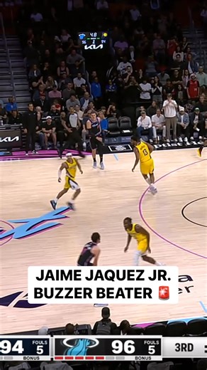 Jaime Jaquez Jr. dances with the rock and hits the TOUGH runner to beat the 3Q buzzer! 💪 IND-MIA • NBA League Pass Tap to Watch ➡️ https://www.nba.com/how-to-watch-game-redirect/0022500436?partnerRef=NBA&platform=Facebook&surface=Post | NBA