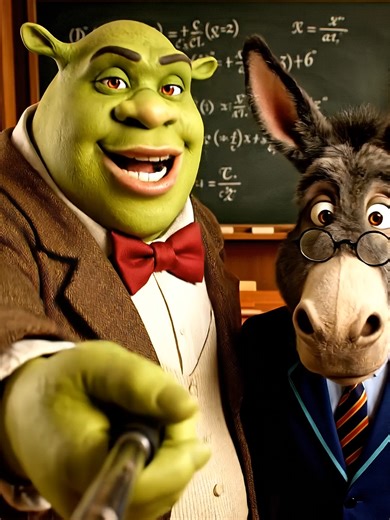 Shrek et l'âne décident de réviser un peu leur cours de mathématiques #humour #veo3ai #ia #blague #vlog #math #school