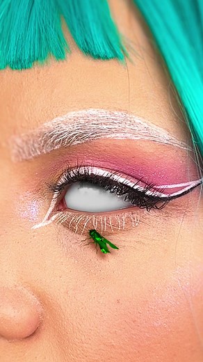 Cartoon Bug with Makeup Gets in Her Eye - Surreal Animation