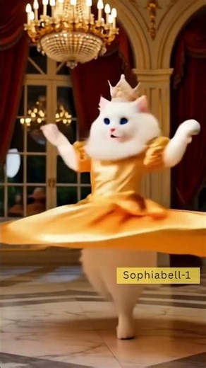 Cat Does Technical Robot Dance in Shiny Golden Dress & Crown! 🐱👑 #PrincessCat #CatDance #crown #cat