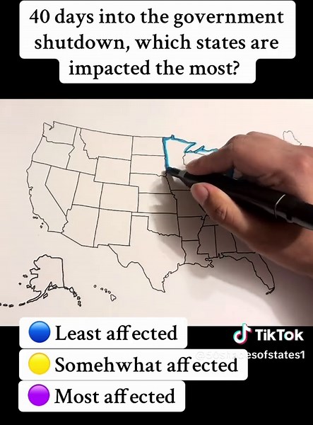 Which states are impacted the most? #usa #map #states #shutdown #government
