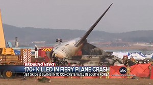 Jeju Air jet skids and slams into concrete wall in South Korea while trying to land. James Longman has the latest. https://abcnews.link/rkONB3O | ABC World News Tonight with David Muir