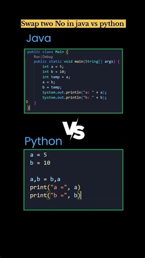 Swap Two Numbers in Java vs Python | Beginner & Pro Coding Trick #shorts