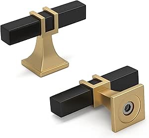 homdiy 24 Pack Black and Gold Cabinet Knobs Matte Black and Brushed Gold Cabinet Knobs Zinc Alloy Dresser Drawer Hardware Kitchen Cupboard Hardware