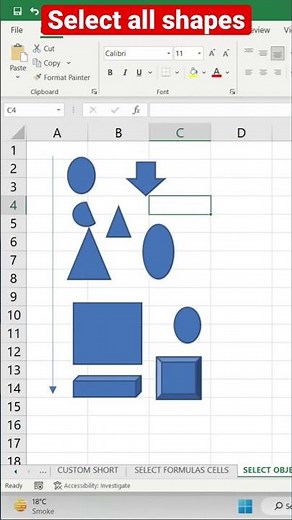 How to select all shapes in ms excel #excel #exceltips #exceltutorial #shorts #youtubeshorts