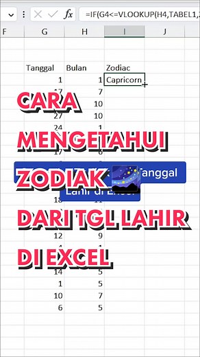 Cara Mengetahui Zodiak dari Tanggal Lahir di Excel