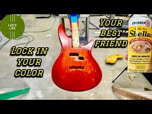 Shellac spray to lock in your color. Zinsser bulls eye shellac. #diy #guitar #colors