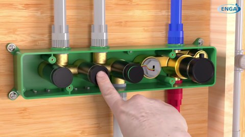 Temperature-Display Shower System with Body Jets, 16 Inch Rainfall Shower with Push-button Thermostatic Valve and Independent Flow Control, Matte Black