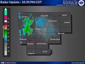 Radar Update - 10:35 PM CDT Thunderstorms continue across portions north central Nebraska. These storms will continue to move southeast into southwestern and south central Nebraska. A cell currently located in Garden County is under a Severe Thunderstorm Warning until 10:15 PM MDT/11:15 PM CDT. This storm has the potential for one inch hail and strong wind gusts. | US National Weather Service North Platte Nebraska | Facebook