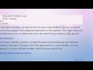 How to Use Dynamic SQL in MySQL to Store Query Results in Local Variables