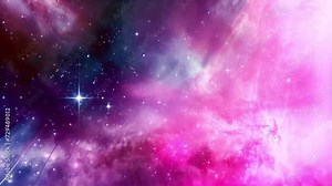 4k Cosmos effect. Seamless loop galaxy exploration through outer space towards glowing milky way galaxy. 4K looping animation of flying through glowing nebulae, clouds and stars field. mp4