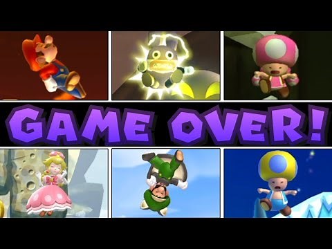 New Super Mario Bros. U Deluxe - All Character Death Animations ＆ Game Over Screen (Japanese)