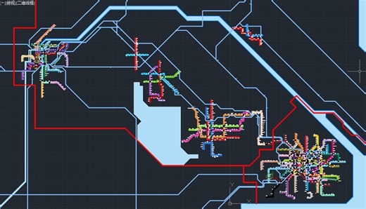【AutoCAD】用AutoCAD制作的上海 江苏省的地铁与国铁线路网络图