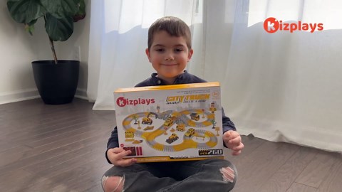 260 PCS Construction Race Tracks for Kids Toys, 2 Racing Cars, 4 Construction Cars, 1 Map & Flexible DIY Track Set, Engineering Toys for 3 4 5 6 Year Old Boys Girls