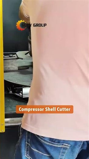 Compressor shell cutting machine