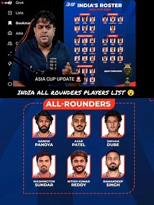 1M views · 10K reactions | India's All Rounders players list For Asia Cup  33 number jersey is Back  . . . . . . #asiacup2025 #viratkohli #rohitsharma45 #INDvsENGTest #indvsengtest2025 #siraj #RishabhPant #shubhmangill #klrahul #jaiswal #viralphotopost | AB Cricketinfo18 | Facebook
