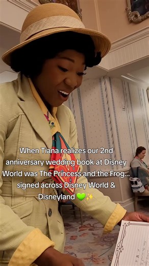 When Tiana realizes our 2nd anniversary wedding book at Disney World was The Princess and the Frog #tiana #Waltdisneyworld #weddingbook #princessandthefrog