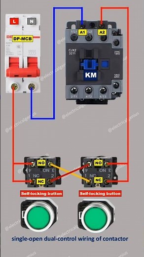 Two different places start-stop control of the contactor | contractor holding #shortvideo