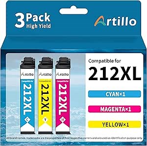 Remanufactured Ink Cartridge Replacement for Epson 212 XL T212 T212XL Ink Cartridges Color use for Workforce WF-2830 WF-2850 Printer (C/M/Y, 3 Pack)