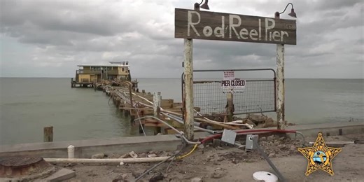 The Manatee Sheriff's department patrols Anna Maria Island after hurricane damages.