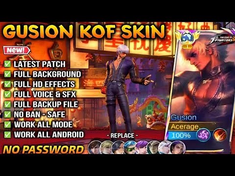 UPDATE | Script Skin Gusion KOF ~ K No Password Full Effect Voice | Gusion Kof Skin Script with Logo