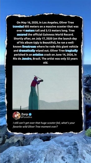 Oliver Tree’s Insane Giant Scooter Guinness Record Story!🛴 #PopCulture #WeirdFacts #Celebrity