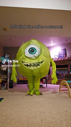 Inflating the Mike Wazowski Costume