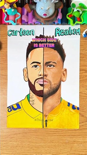 ✍️I TRIED Drawing ✨️NEYMAR✨️ BUT ✨️Cartoon Vs Realism💥 #drawing #shorts #art
