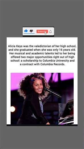 Alicia Keys was the valedictorian and she graduated when she was only 16 years old.#shorts